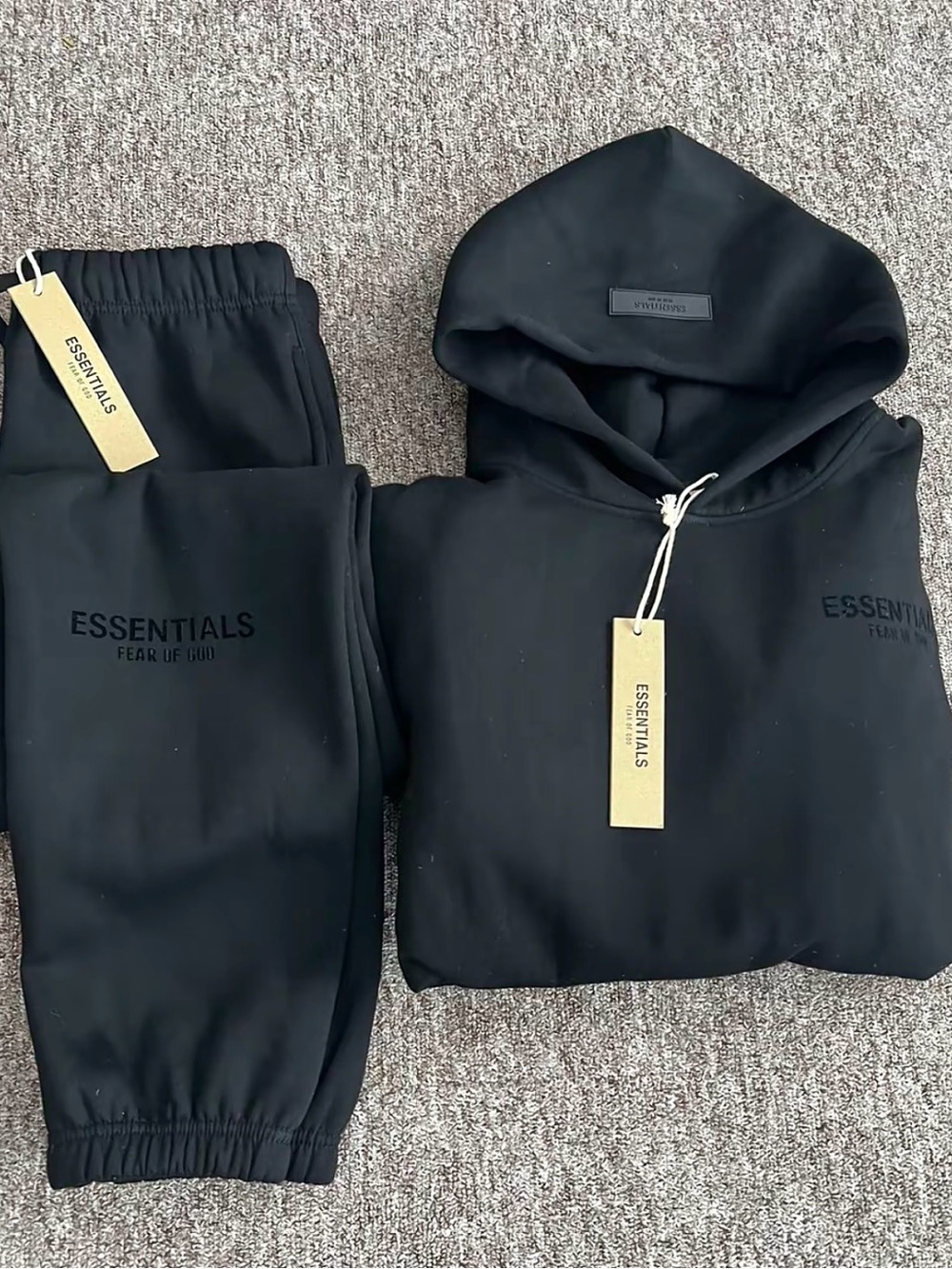 Fear of God Essentials Kids Black Hoodie & Joggers Set